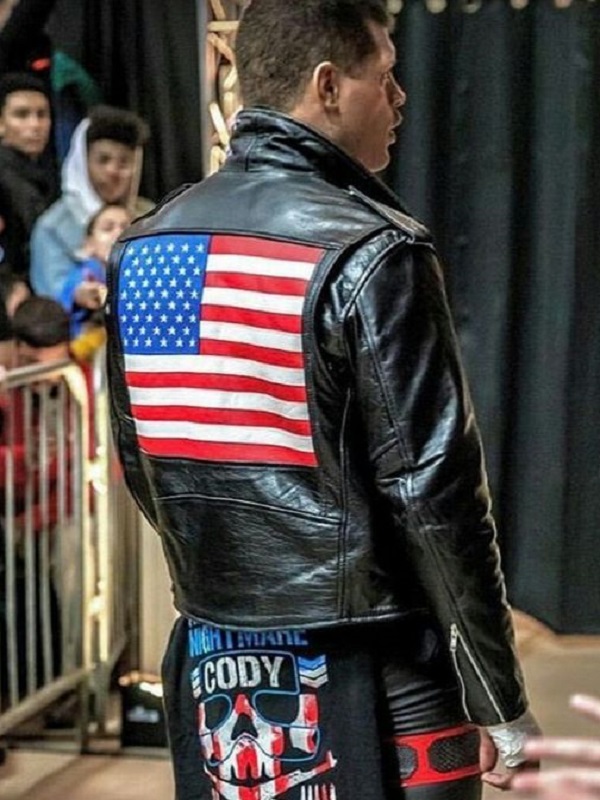 Leather jacket with american flag hotsell