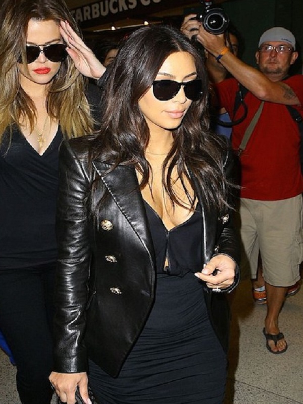 kim kardashian leather blazer