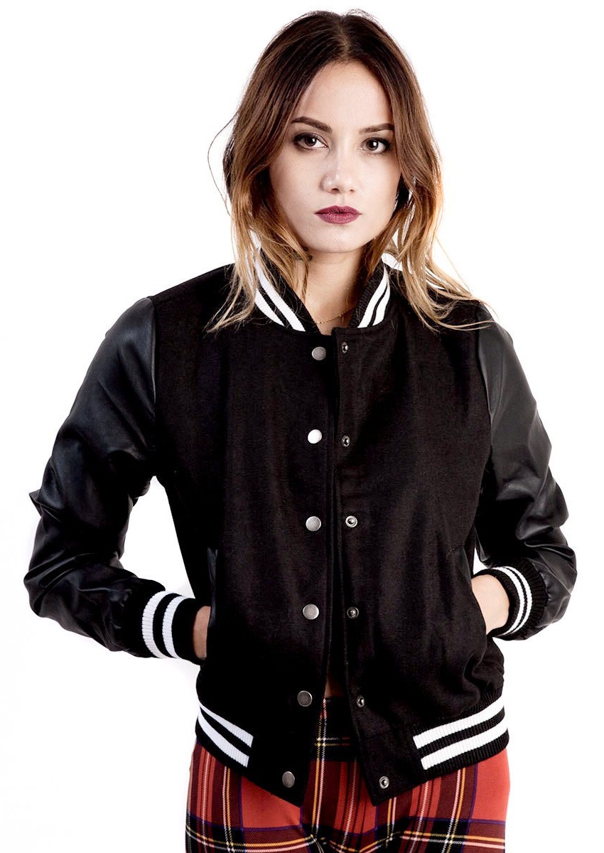 leather varsity jacket womens