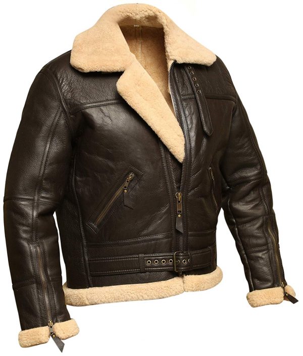 Men RAF Aviator Bomber Shearling 