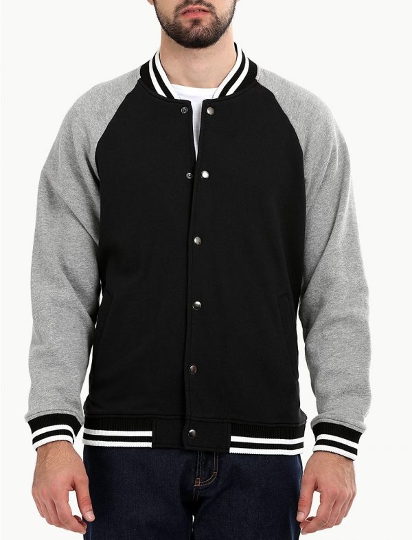 Men's Snap Button Varsity Jacket 