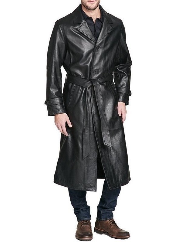 Mens Leather Trench Coat