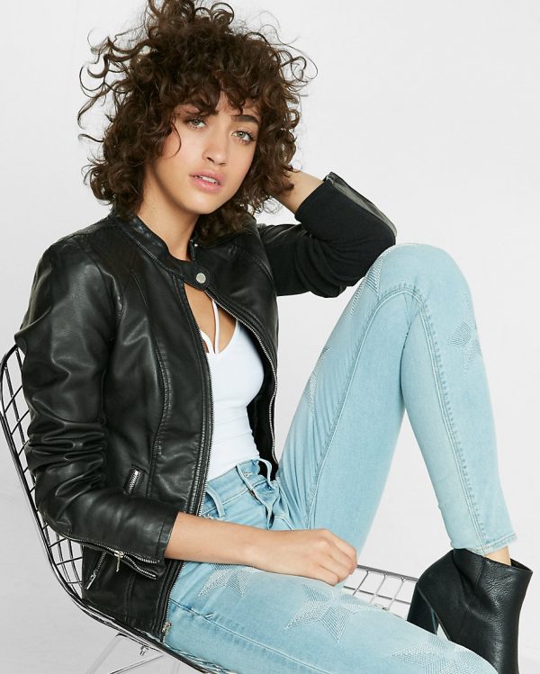 Women Slim Fit Stylish Leather Jacket