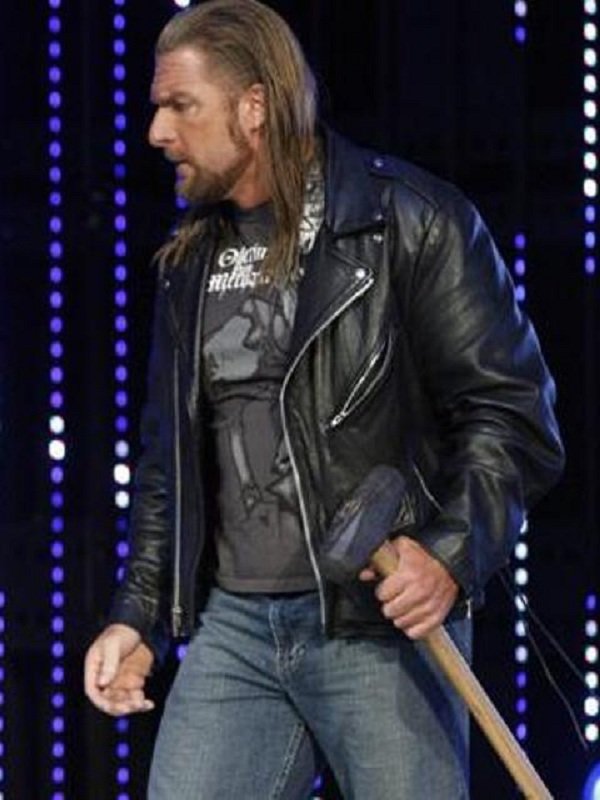 Professional WWE Wrestler Triple H Biker Leather Jacket