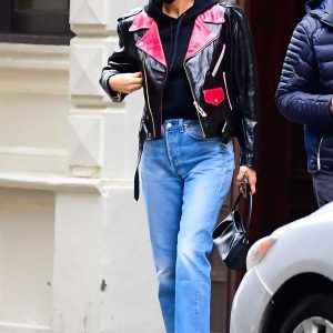 Irina Shayk Street Style Leather Jacket