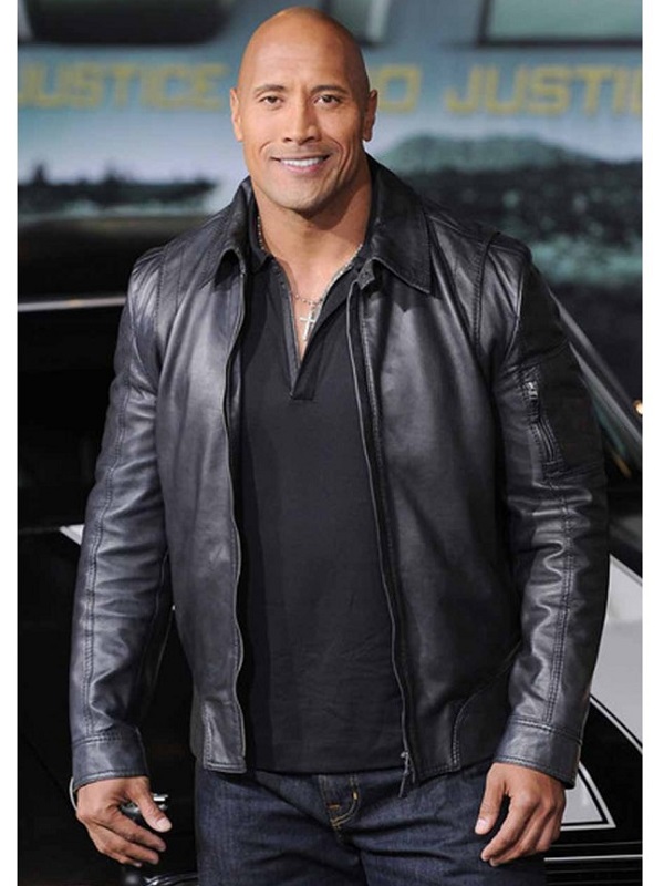 Faster The Rock Dwayne Johnson Black Leather Jacket