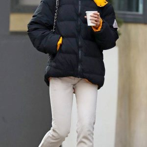 Actress Lily-Rose Depp NYC Street Puffer Jacket