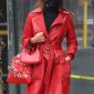 Go for red like Irina with Red Leather Coat