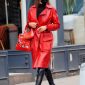 Go for red like Irina with Red Leather Coat