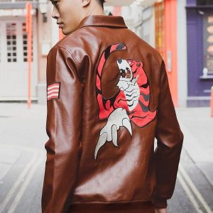 Video game series Ryo Hazuki Logo Leather Jacket