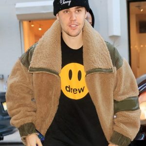 Stylish Canadian Singer Justin Bieber Shearling Jacket