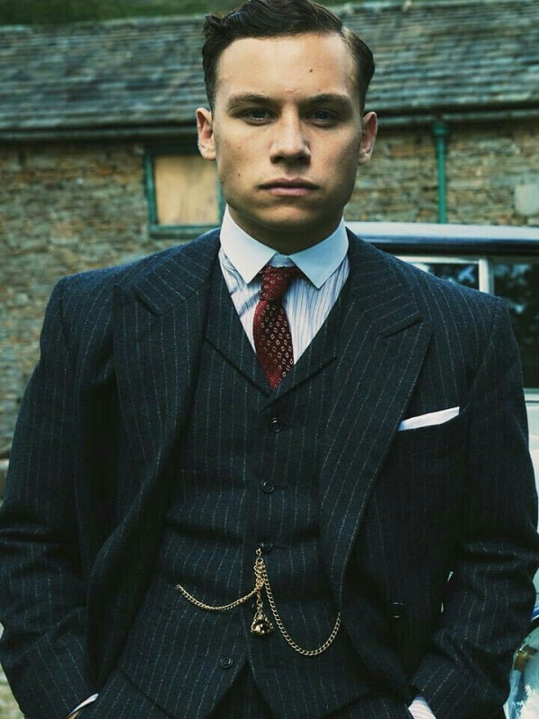 Finn Cole Peaky Blinders Michael Gray pinstripe Black Coat