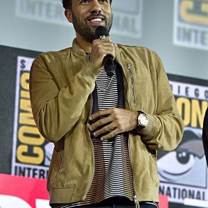 O-T Fagbenle Wear Suede Leather Jacket In Black Widow Event