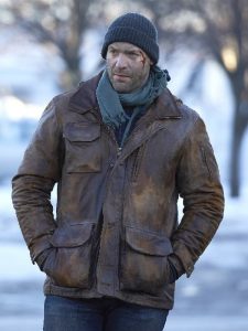 Corey Stoll Wearing A Brown Real Leather Jacket In The Strain