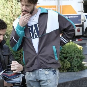 Ike Barinholtz Waring tracksuit style jacket in Brooklyn Nine-Nine