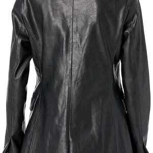 Women Black Leather Blazer