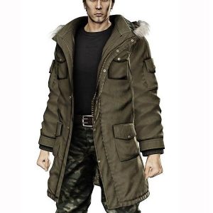 Taiga Saejima Wearing Green Faux Fur Hoodie Coat In Yakuza 5