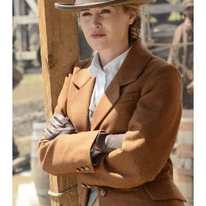Dominique McElligott Wearing Brown Wool Coat In Hell on Wheels as Lily Bell