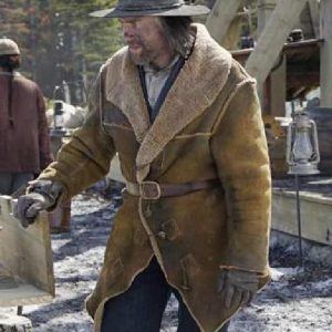 Anson Mount wearing Suede Leather Coat In Hell on Wheels TV Series