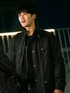 Ahn Bo-Hyun Wearing Black Cotton Jacket In My Name as Pil-do Jeon