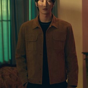 Ahn Bo-Hyun Wearing Brown Suede Leather Jacket In My Name as Pil-do Jeon