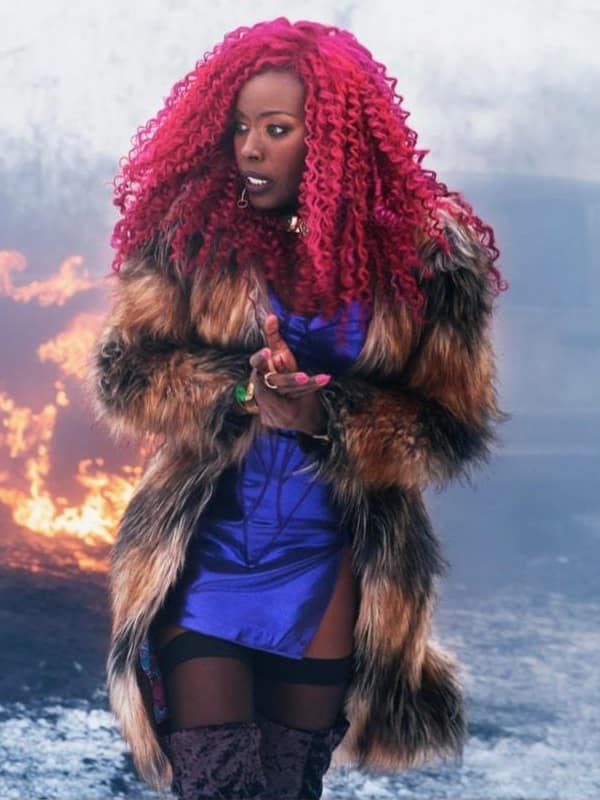 Anna Diop Titans Kory Anders Fur Coat Anna Diop Titans Kory Anders Fur Coat, Stylish Fur Coat