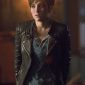 Bex Taylor-Klaus Wearing Black Leather Jacket In Arrow as Sin