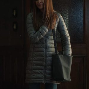 Actress Darby Stanchfield Wearing Silver Parka Bomber Coat In Locke & Key as Nina Locke
