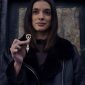 Laysla De Oliveira Wearing Black Leather Shearling Jacket In Locke & Key as Dodge