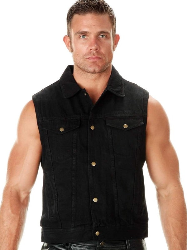 black denim mens vest