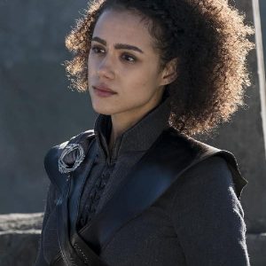 Nathalie Emmanuel Wearing Gray Coat In Game of Thrones