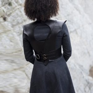 Actress Nathalie Emmanuel Wearing Gray Coat In Game of Thrones
