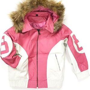 8 Ball Pink Leather Hooded Jacket - filmstarjacket