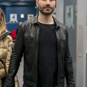 Brett Goldstein Wearing Black Leather Jacket In Ted Lasso as Roy Kent