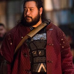 Actor Cooper Andrews Wearing Red Quilted Jacket In The Walking Dead as Jerry