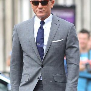 Daniel Craig Wearing Grey Glen Check Suit In No Time To Die as James Bond
