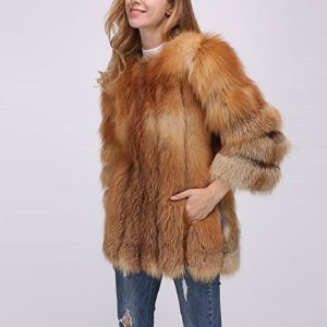 Women Wearing Fox Fur Fancy Coat