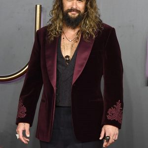 Film Dune Event Jason Momoa Wearing Purple colour Tuxedo - filmstarjacket