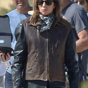 Actress Lady Gaga Wearing Brown Leather Vest In A Star Is Born as Ally