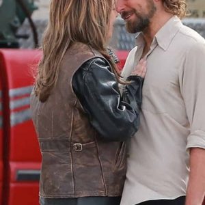 Lady Gaga Wearing Brown Leather Vest In A Star Is Born as Ally