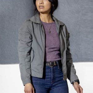 Levy Tran Wearing Gray Jacket In MacGyver - filmstarjacket