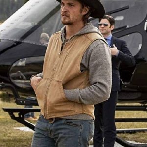 Luke Grimes Wearing Brown Vest In Yellowstone as Kayce Dutton