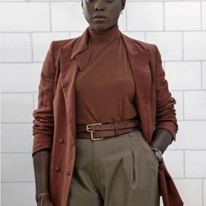 Lashana Lynch No Time to Die Nomi Double-Breasted Brown Cotton Coat