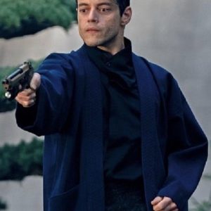 Rami Malek Wearing Blue Wool Coat In Movie No Time to Die as Safin