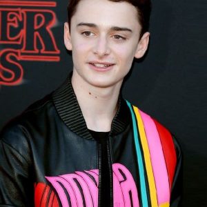 Stranger Things Event Noah Schnapp Wearing Black Stylish Bomber Jacket