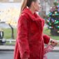Juno Temple Wearing red fur coat In Ted Lasso