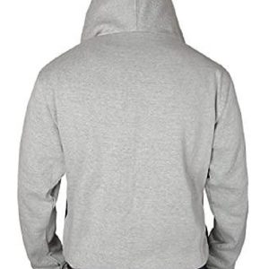 Men Wewaring Varsity Gray Hooded Jacket