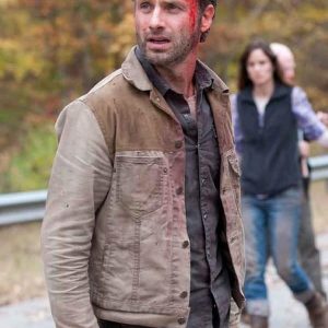 Actor Andrew Lincoln Wearing Cotton Jacket In TV Series The Walking Dead as Rick Grimes