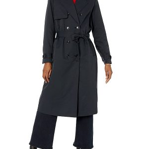 A Young Black Women Wearing Double Breasted Trench Coat