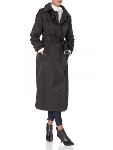 A Women Wearing Single Breasted Long Trench Coat